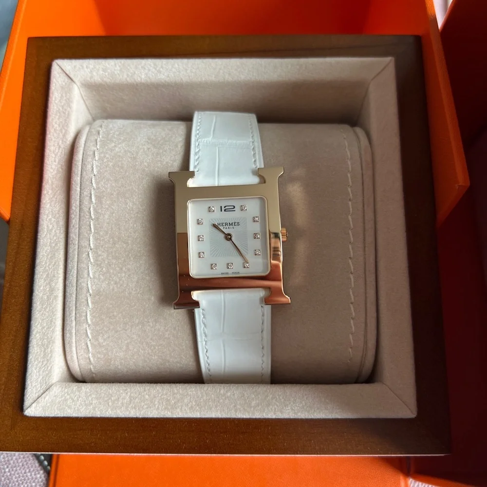 Brand new hermes heure H diamond watch rose gold - Picture 2 of 11